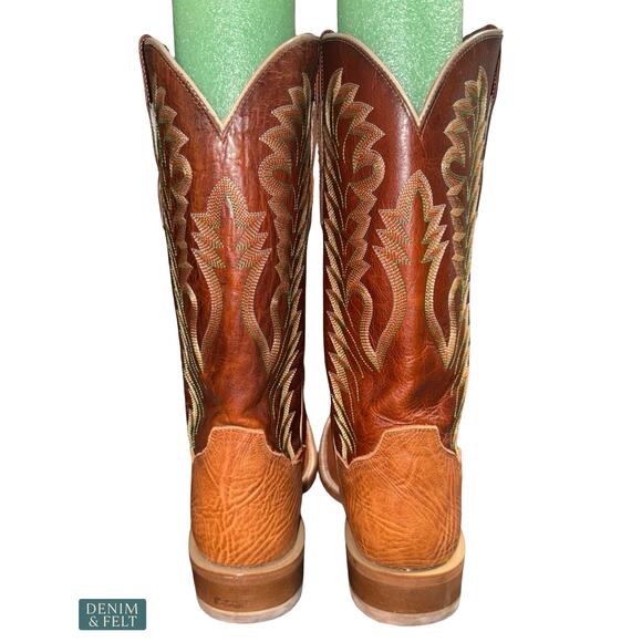 NEW Dan Post Smooth Ostrich Cowboy Boots Cognac Square Toe Western Cowboy 9 D main image 9